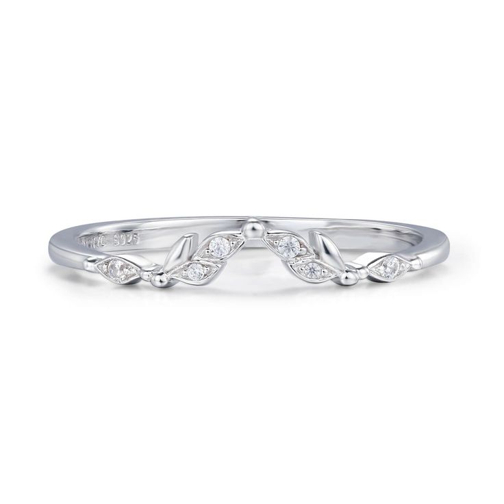 A versatile stacking band that will add a touch of radiance to your jewelry collection. The band is beautifully patterned with leaves and accented with white topaz gems, Gleam Band is the perfect option for any special occasion. It is delicately made to match your favorite ring, but it may also magnificently gleam on its own. Just as the leaves evolve and bloom, may this ring serve as a reminder to grow, thrive, and shine brightly in every chapter of your journey. ✦ Available in both 14K white g Adjustable Stackable Rings With Diamond Accents, Classic Stackable Diamond White Jewelry, Adjustable White Gold Bands For Promise Ring, Dainty Adjustable Half Eternity Jewelry, Elegant Adjustable Eternity Band, Elegant Stackable Bands, Elegant White Stackable Bands, Elegant Adjustable Band Jewelry, Adjustable Diamond White Stackable Rings With Diamond Accents