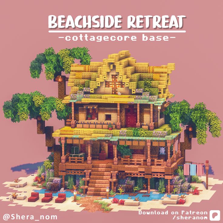 Hi Friends! Today I'm sharing this perfect Beach Cabin on a tropical Island! It has adorable palm trees and a place to rest next to the sea.  Get a schematic download as a patreon supporter <3 I hope you enjoy it as much as I do!