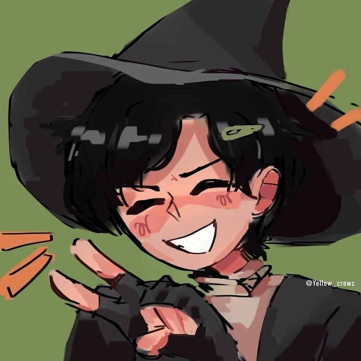 a drawing of a woman wearing a witches hat and pointing her finger at the camera