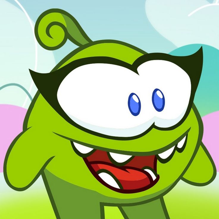 a green cartoon character with big eyes and mouth wide open, standing in front of a blue sky