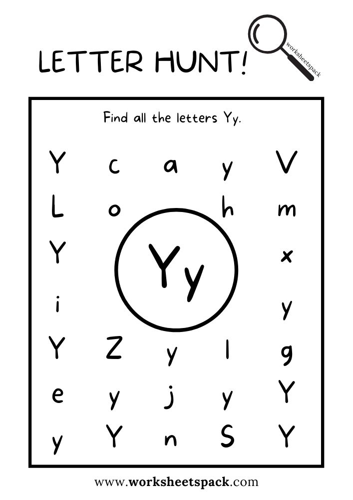 the letter hunt worksheet for kids to learn how to read and write letters