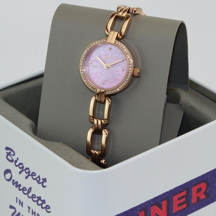 New! Fossil Rose Gold Pink Dial Women's Watch - Band New With Tags! - Limited Quanity -100% Authentic - Full Retail Package With All Accesories "Let Your Wardrobe Reflect Your Happiness!" :) - M About The Watch: Case Size: 24mm Strap Width: 4mm Water Resistance: 5 Atm Strap Fashion Color: Rose Gold Elegant Pink Watches With Diamond Hour Markers, Pink Diamond Watch For Formal Occasions, Pink Round Diamond Watch For Formal Occasions, Pink Diamond Watch With Round Dial For Formal Occasions, Pink Diamond Watch With Round Dial For Formal Events, Timeless Pink Watch For Formal Occasions, Timeless Formal Pink Watch, Pink Watches With Bracelet Strap For Gift, Pink Watches With Bracelet Strap As Gift