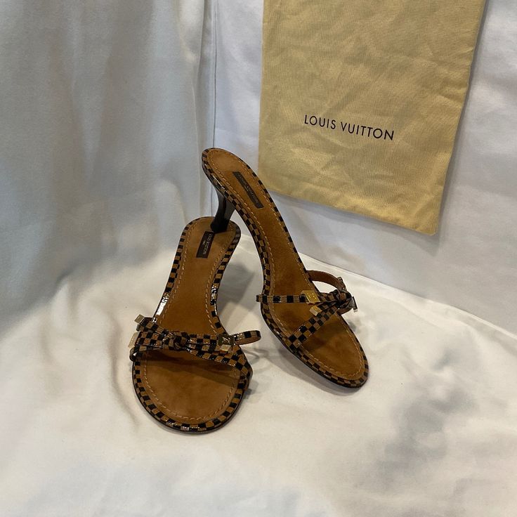 Damier Kitten Heel Sandals. Worn Only A Couple Times. In Great Condition. Stored In Dust Bag. Come With Replacement Heels Nubs. Shoes Louis Vuitton, Kitten Heel Sandals, Louis Vuitton Shoes, Couple Time, Kitten Heel, Heel Sandals, Women's Shoes Sandals, Kitten Heels, Sandals Heels