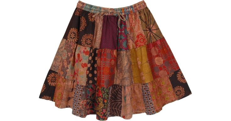 Floral Dusk Mixed Patchwork Cotton Short Skirt in Short-Skirts - A cute short cotton skirt with mixed floral patchwork and a overall stonewash look is an ideal outfit choice for hot summer weather. Features: Patchwork, Junior-Petite, Tiered-Skirt, Vacation, Beach, Floral, Printed. Summer Patchwork Mini Skirt, Bohemian Cotton Mini Skirt, Bohemian Mini Cotton Skirt, Bohemian Mini Skirt In Cotton, Spring Bohemian Cotton Mini Skirt, Bohemian Cotton Mini Skirt For Spring, Casual Multicolor Floral Patchwork Skirt, Casual Floral Patchwork Skirt For Summer, Hippie Cotton Mini Skirt For Spring