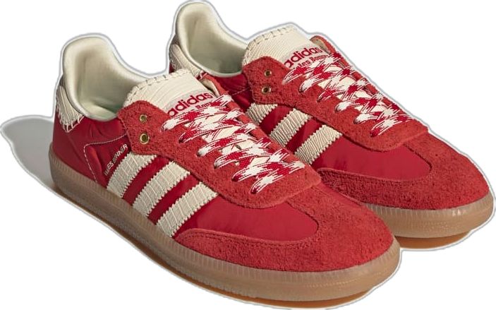 adidas Wales Bonner Samba Shoes - Red | unisex lifestyle | adidas US Red Sambas Adidas, Red Sambas, 80s Photography, Wales Bonner Samba, Adidas Wales Bonner, Sambas Adidas, Samba Shoes, Wales Bonner, Crocodile Skin