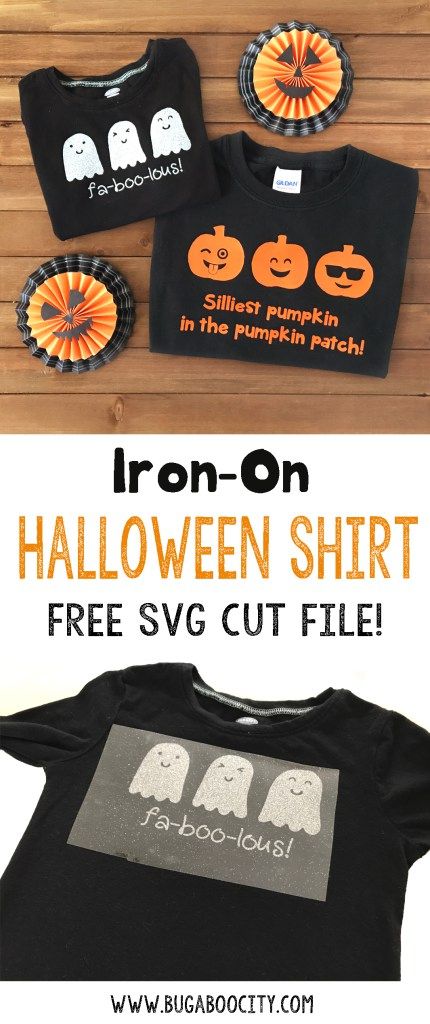 an iron - on halloween shirt with free svg cut file and instructions to make it