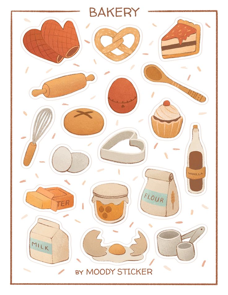 an illustrated illustration of bakery stickers on a white background with the words,'bakery '