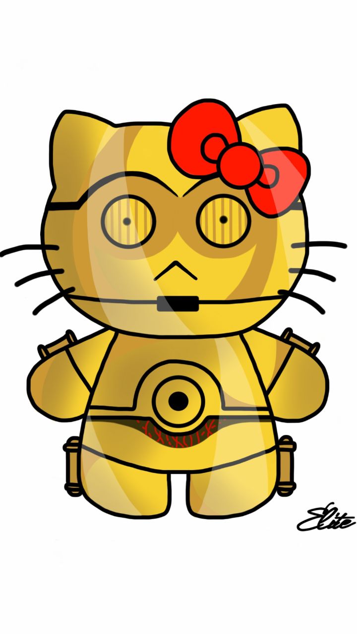 an image of a cartoon cat with a bow on its head and eyes, standing in front of a white background