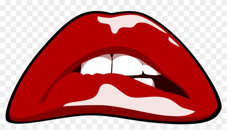 red lips with white teeth clipart