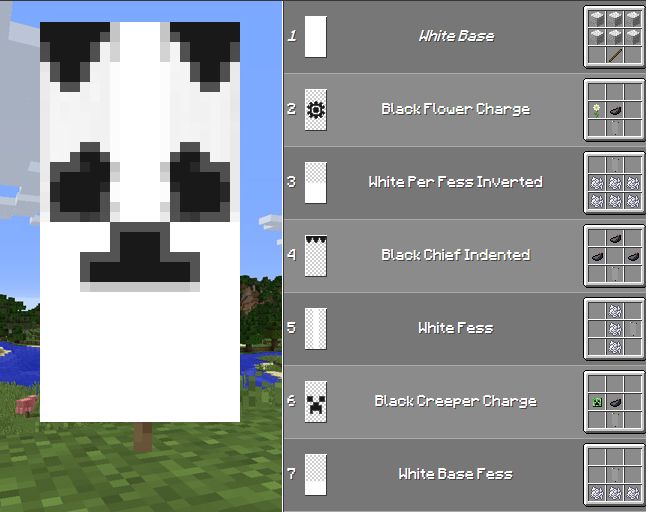 Panda Banner Minecraft, Cow Banner Minecraft, Panda House Minecraft, Panda Minecraft Build, Panda Sanctuary Minecraft, Minecraft Panda Enclosure, Minecraft Banner Ideas, Minecraft Panda, Banners Minecraft