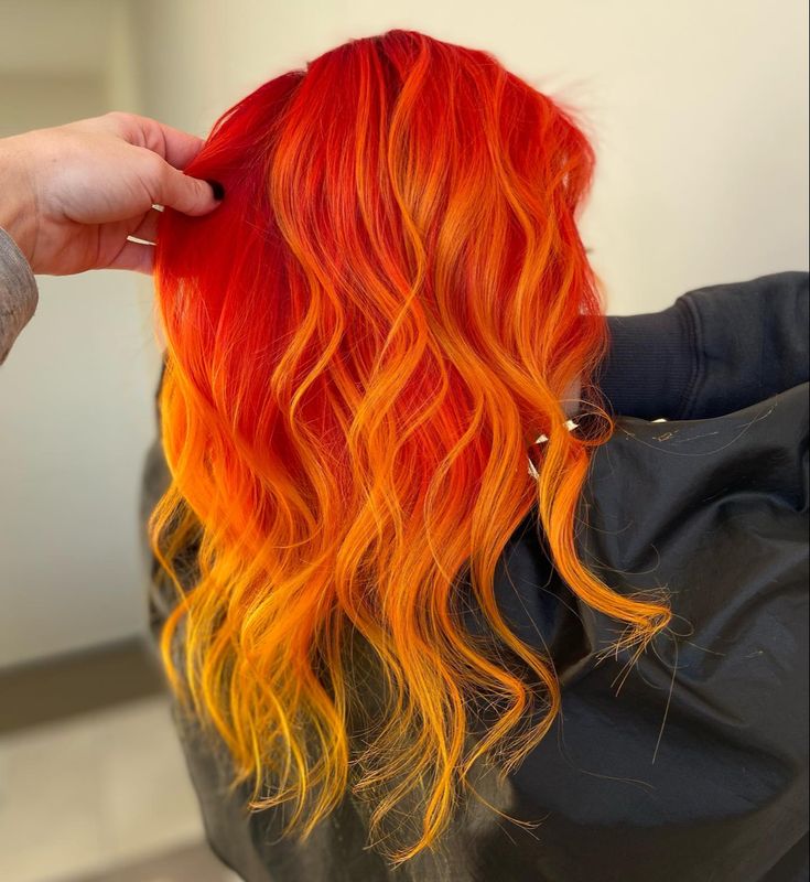 Red Orange Yellow Hair Short, Red Orange Yellow Hair, Yellow And Red Hair, Orange And Red Hair, Red Yellow Hair, Red And Yellow Hair, Yellow Orange Hair, Orange Hair Bright, Orange And Yellow Hair