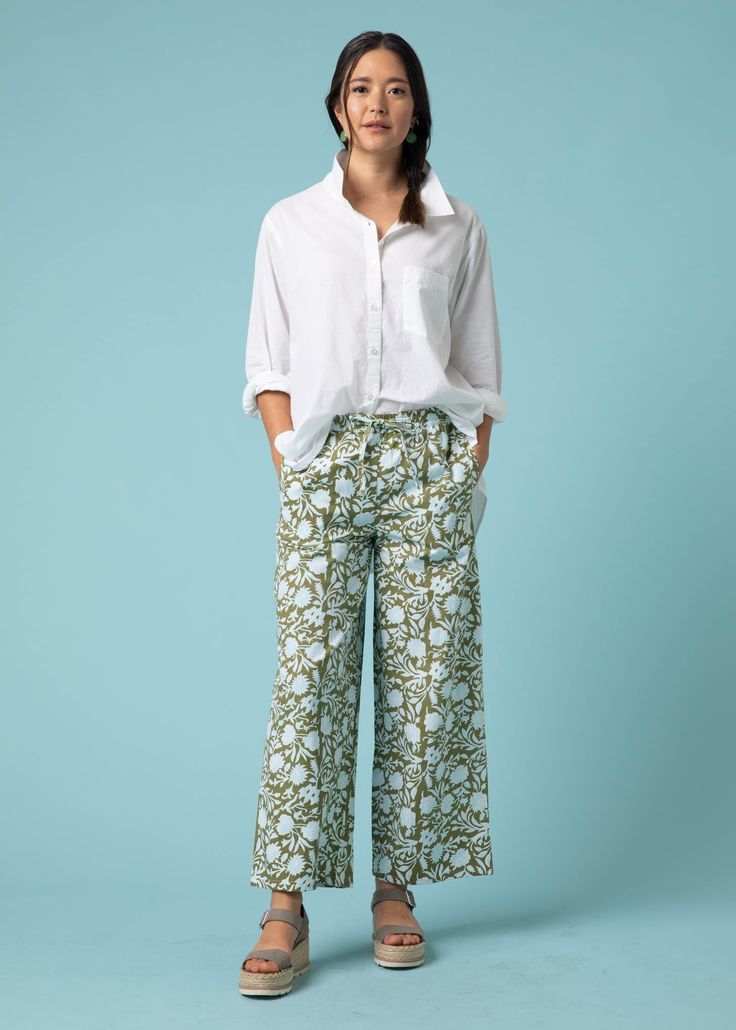 Shore Pant with Draw Cord Waist | ...and for Good | Sustainable Fashion – And For Good Relaxed Bottoms With Elastic Waistband And Straight Hem, Effortless Cotton Wide Leg Bottoms, Effortless Wide Leg Cotton Bottoms, Effortless Straight Leg Cotton Pants, Spring Loungewear Pants With Straight Hem, Cotton Tapered Leg Bottoms For Vacation, Effortless Summer Bottoms For Daywear, Cotton Tapered Leg Pants For Vacation, Summer Wide Leg Pants For Loungewear