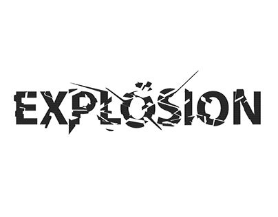 the word explosion written in black and white ink on a white background with an arrow