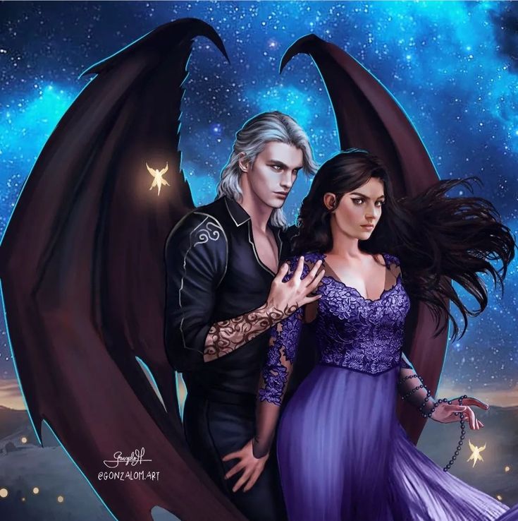 an image of two people in front of a dragon and stars background with text that reads, gonzalom art