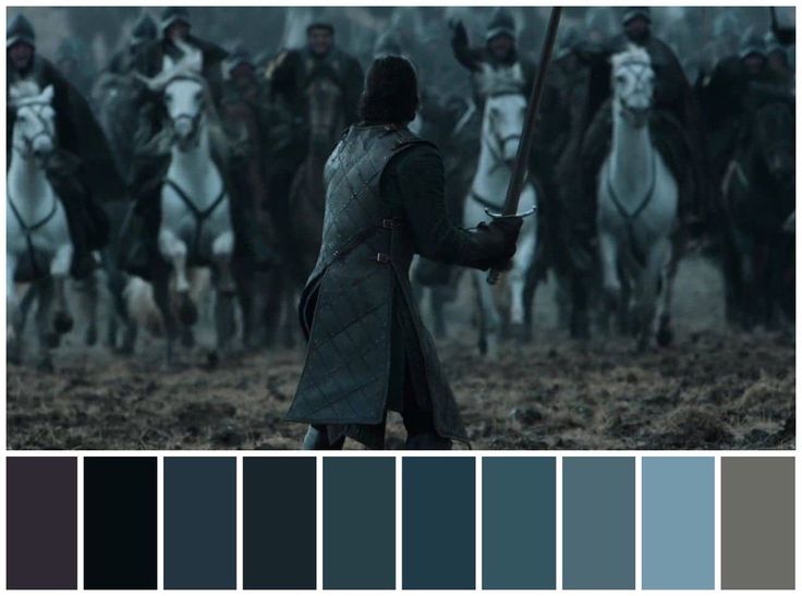 there is a color scheme for the game of thrones with horses and men on horseback