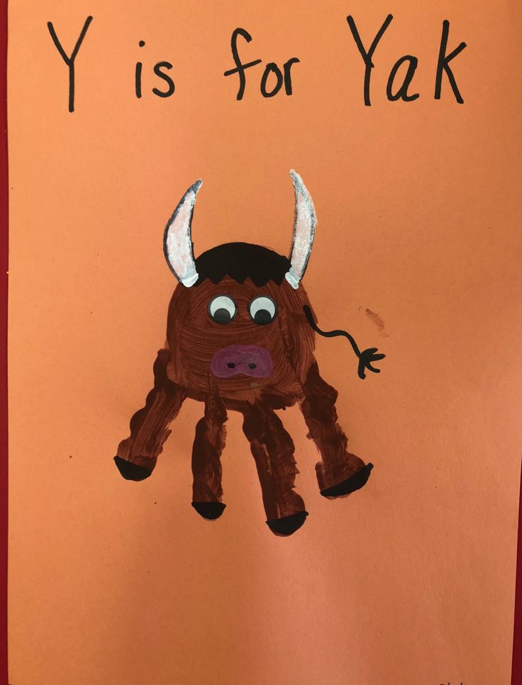 this is an image of a handprint with a yak on it that says y is for yak