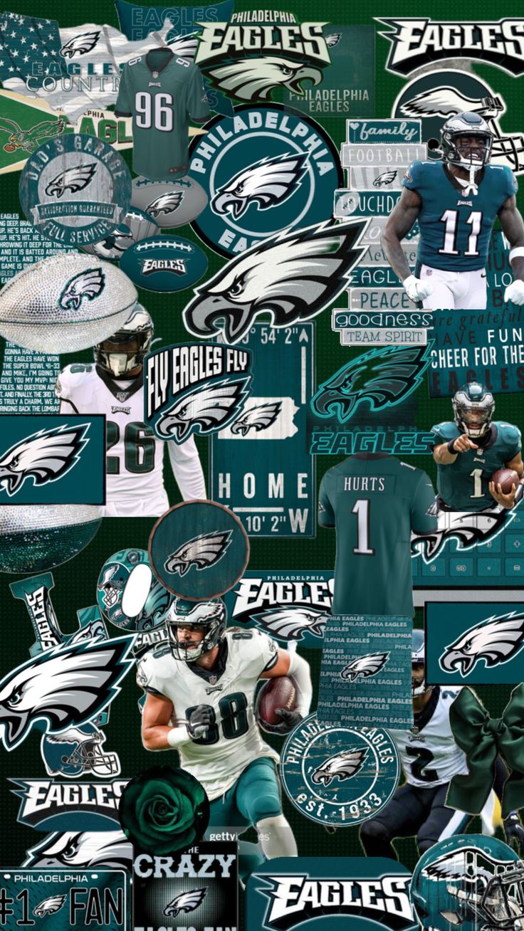 a collage of philadelphia eagles football players and their name on the team's uniform