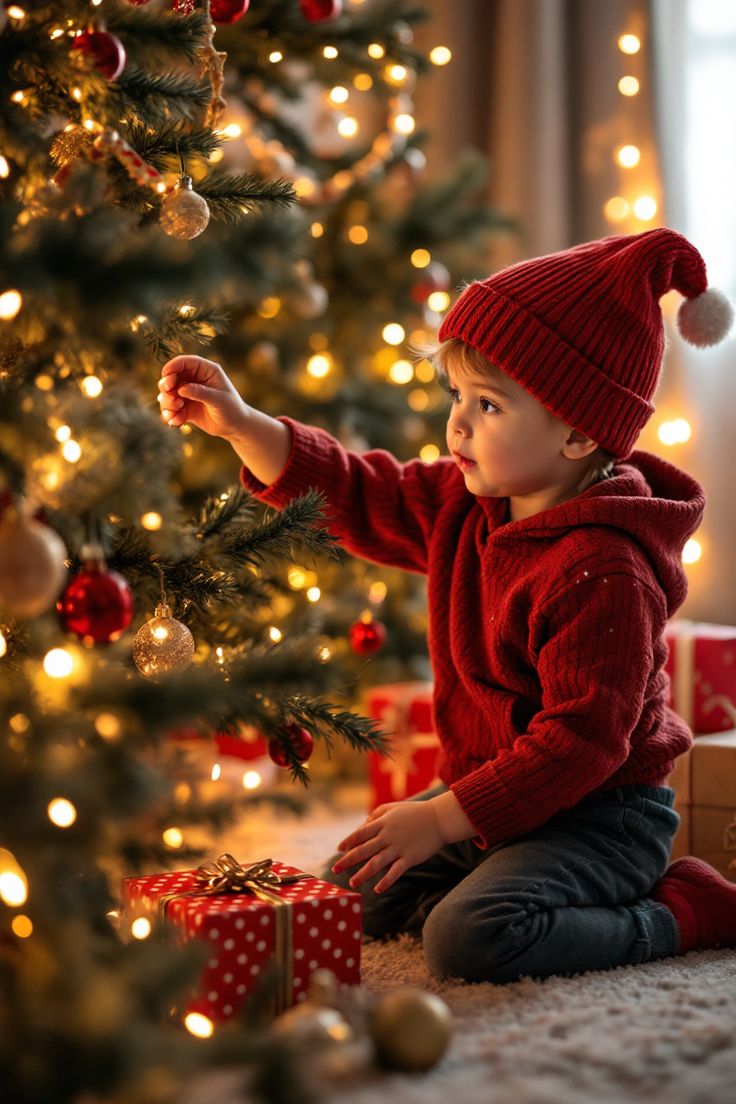 baby christmas outfit Christmas Tree Kids Pictures, Toddler Boy Christmas Photoshoot, Christmas Pictures Of Kids, Christmas Decorations Photoshoot, Christmas Pictures Toddler Boy, Christmas Toddler Photoshoot Ideas, Christmas Pictures For Toddlers, Christmas Pictures Ideas For Kids, Christmas Tree Pictures With Kids