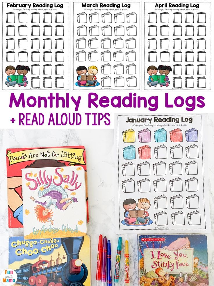 printable reading logs for kids and adults with the text, read alouds on them