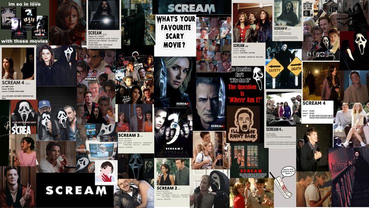 the scream movie collage is shown in many different styles and sizes, including posters