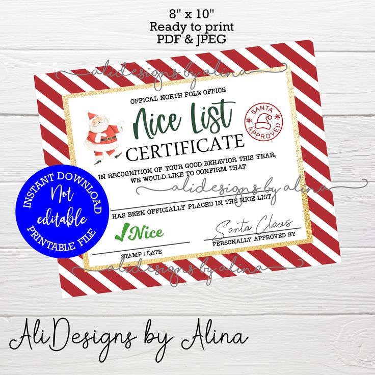 a red and white striped paper with the words alice's lost certificate on it