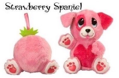 a pink stuffed animal with paw prints on it