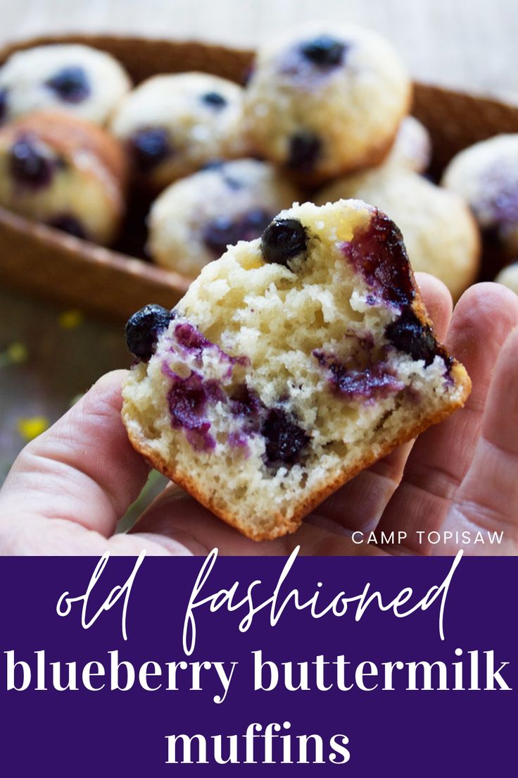 blueberry buttermik muffins with text overlay