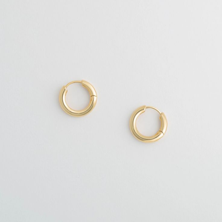 Gold Hinge Hoops - Machete Jewelry and Accessoreis Everyday Recycled Gold Huggie Earrings, Everyday Round Huggie Earrings In Recycled Gold, Classic Everyday Hoop Earrings In Recycled Gold, Everyday Yellow Gold Hoop Earrings From Recycled Gold, Everyday Yellow Gold Recycled Hoop Earrings, Everyday Yellow Gold Hoop Earrings In Recycled Gold, Small Hoop Earrings With Gold-tone Hardware For Everyday, Classic Brass Small Hoop Huggie Earrings, Classic Brass Huggie Hoop Earrings