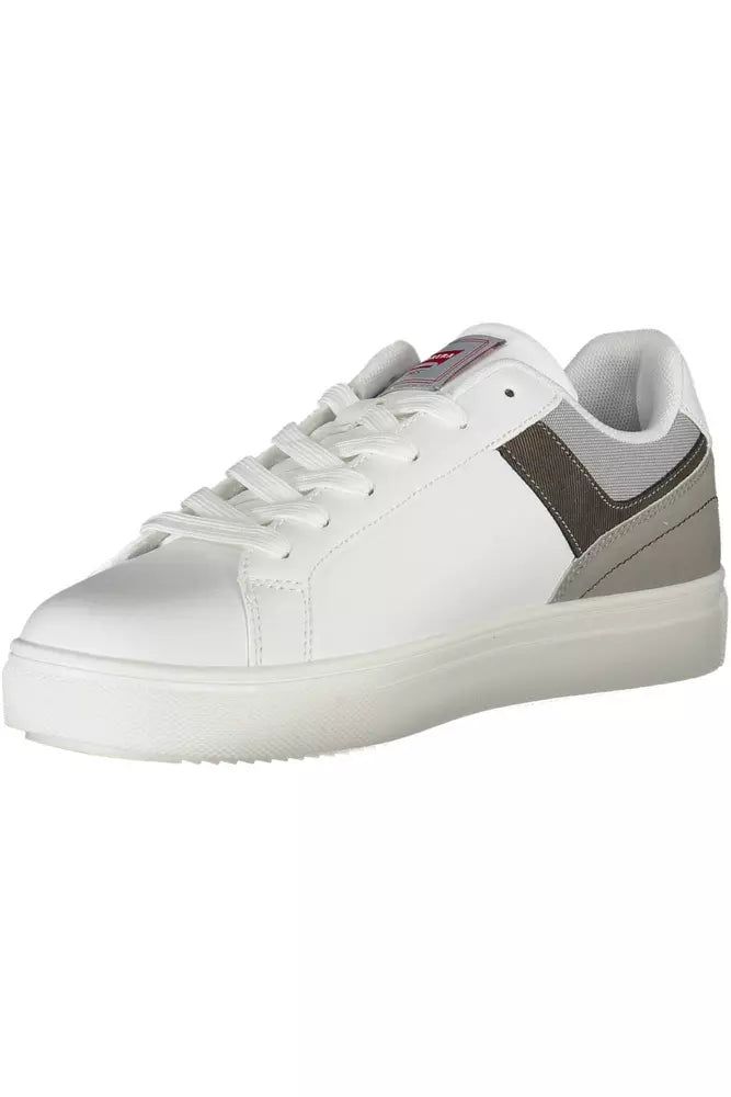 Elevate your sneaker game with the latest offering from Carrera — where sporty meets sophistication. These sneakers feature a sleek white palette accented by striking contrast details that command attention. The iconic Carrera logo is prominently displayed, marking your choice with a seal of distinction. Crafted for the style-conscious, these shoes are a harmonious blend of eco-friendly materials and enduring design. Step confidently into any setting, making a statement with every stride. Materi Low-top Sneakers With Contrasting Heel Counter For Sports, Sporty Low-top Sneakers With Contrasting Heel Counter, Modern White High-top Sneakers For Jogging, Modern Skate Shoes With Cushioned Footbed, Modern White Skate Shoes With Cushioned Footbed, Modern White Low-top Skate Shoes, Sports Sneakers With White Sole And Contrasting Heel Counter, Sporty White Skate Shoes With Embossed Logo, Sporty White High-top Sneakers With Logo Detail