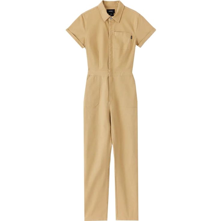 Whether we're working in the shop or roaming downtown, the Atwyld Pit Crew Jumpsuit fits the scene. This easy-wear wardrobe staple is soft and stretchy for daylong comfort that won't hold us back, while the relaxed design with a fitted waist keeps our look chic. Fitted Utility Overalls In Solid Color, Fitted Utility Overalls For Workwear, Solid Color Fitted Utility Overalls, Fitted Solid Color Utility Overalls, Fitted Short Sleeve Overalls For Workwear, Relaxed Fit Jumpsuits And Rompers For Work, Mechanic Jumpsuit Women, Relaxed Fit Button-up Jumpsuits And Rompers With Pockets, Button-up Jumpsuit With Pockets In Medium Wash