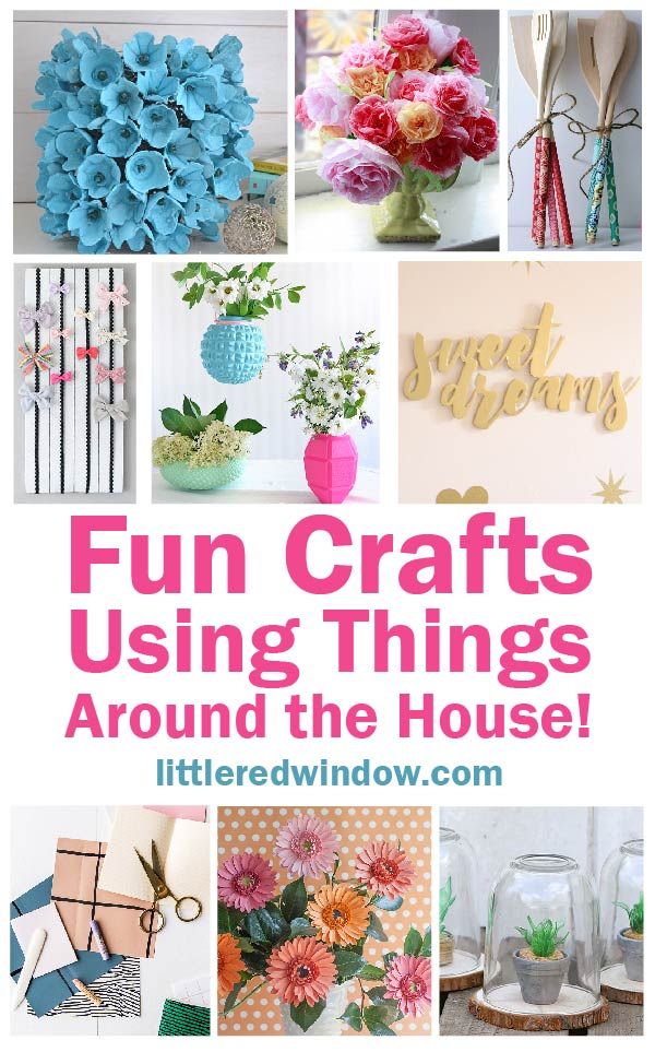 some crafts that are on display with the words fun crafts using things around the house