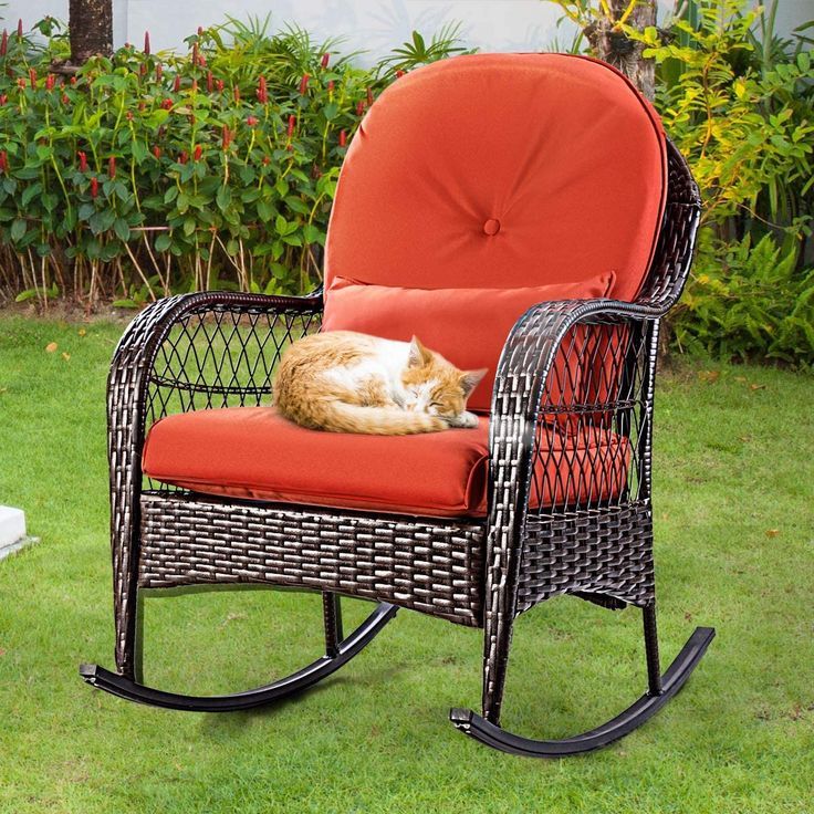 Relaxing Lounge Chair Metal Frame with Lumbar Pillow & Cushion, Garden Patio Porch Lawn Deck Backyard Furniture. Click link for amazon page.  #gardenfurniture #gardenrockingchair #garden #ratten #armchair #gardenarmchair Rocking Sofa, Garden Rocking Chair, Relaxing Lounge, Wicker Rocker, Rattan Rocking Chair, Wicker Rocking Chair, Rocking Chair Porch, Rocking Armchair, Chair Metal