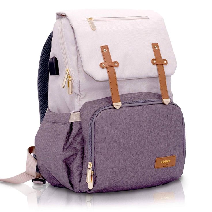 UPPER 549 - Luggage & Bags > Diaper Bags Beige/Grey Milan - Light Comfort Everyday Travel Backpack (USB Charging + Bottle Warmer) Everyday Work Bag, Simple Organization, Stylish Diaper Bag, Best Diaper Bag, Stroller Straps, Backpack Free, Best Baby Shower Gifts, Bottle Warmer, Hospital Bag