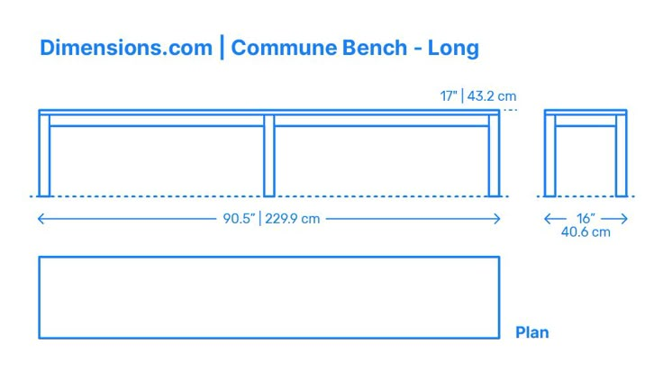 the measurements for a bench and table are shown