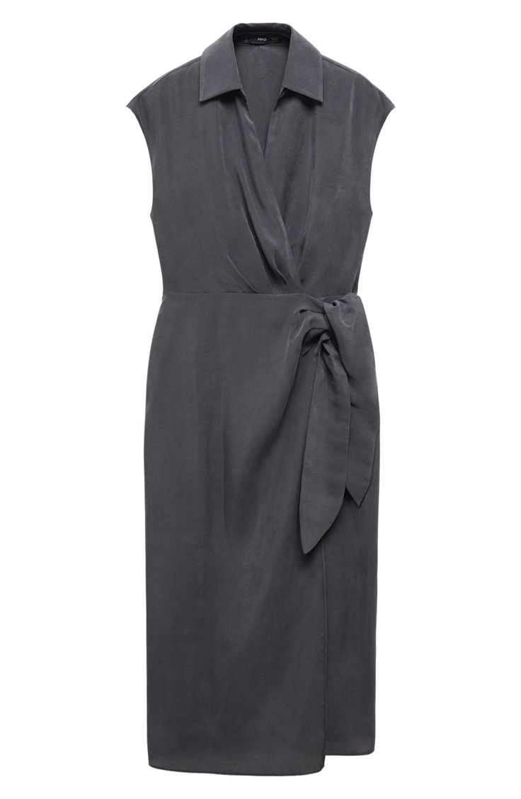 Set out from the office to nights on the town in this versatile wrap dress that's topped with a sleek and sophisticated collar. True wrap style with side tie closure Johnny collar Cap sleeves Unlined 83% modal, 17% polyester Machine wash, line dry Imported Formal Knee-length Faux Wrap Dress, Elegant Viscose Dress With Surplice Neckline, Draped Wrap Dress For Workwear, Elegant Viscose Wrap Dress With Surplice Neckline, Summer Formal Midi Dress With Faux Wrap, Formal Summer Midi Dress With Faux Wrap, Summer Formal Faux Wrap Midi Dress, Elegant Knee-length Faux Wrap Dress, Chic Viscose Dress With Surplice Neckline