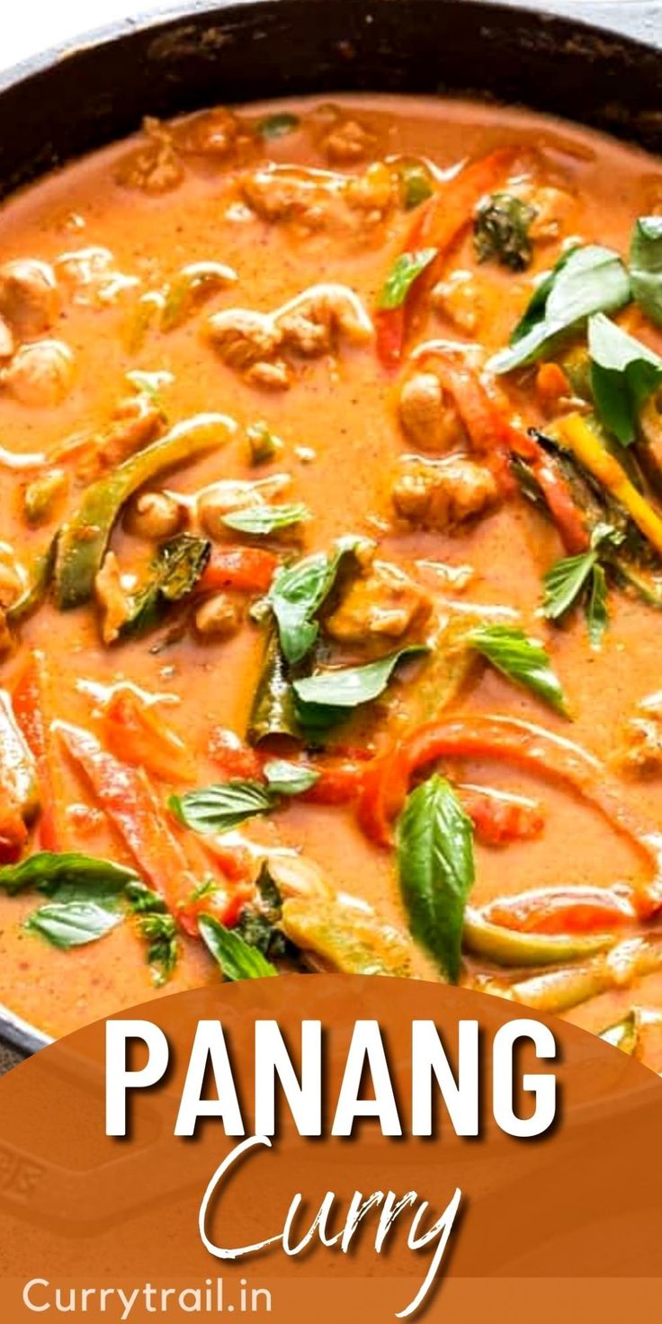 the panang curry recipe is ready to be eaten and put on the table for consumption