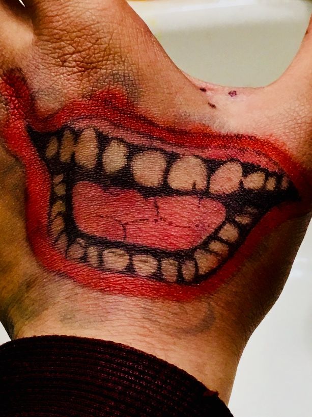 Joker Hand Tattoo Remake 8/30/18 Joker Tattoo Costume, Joker Costume Tattoos, Jokers Hand Tattoo, The Joker Hand Tattoo, Joker Tattoo Hand, Joker Hand Tattoo, Portrait Prompts, Joker Hand, Purple Costume