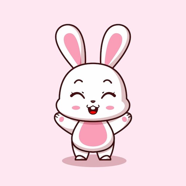 a cartoon bunny with its arms crossed and eyes closed, standing in front of a pink background