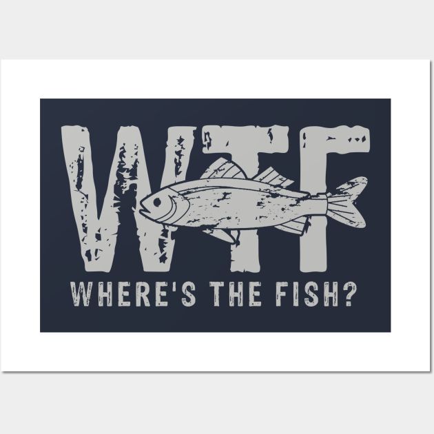 a fish with the words water where's the fish? in white on a blue background