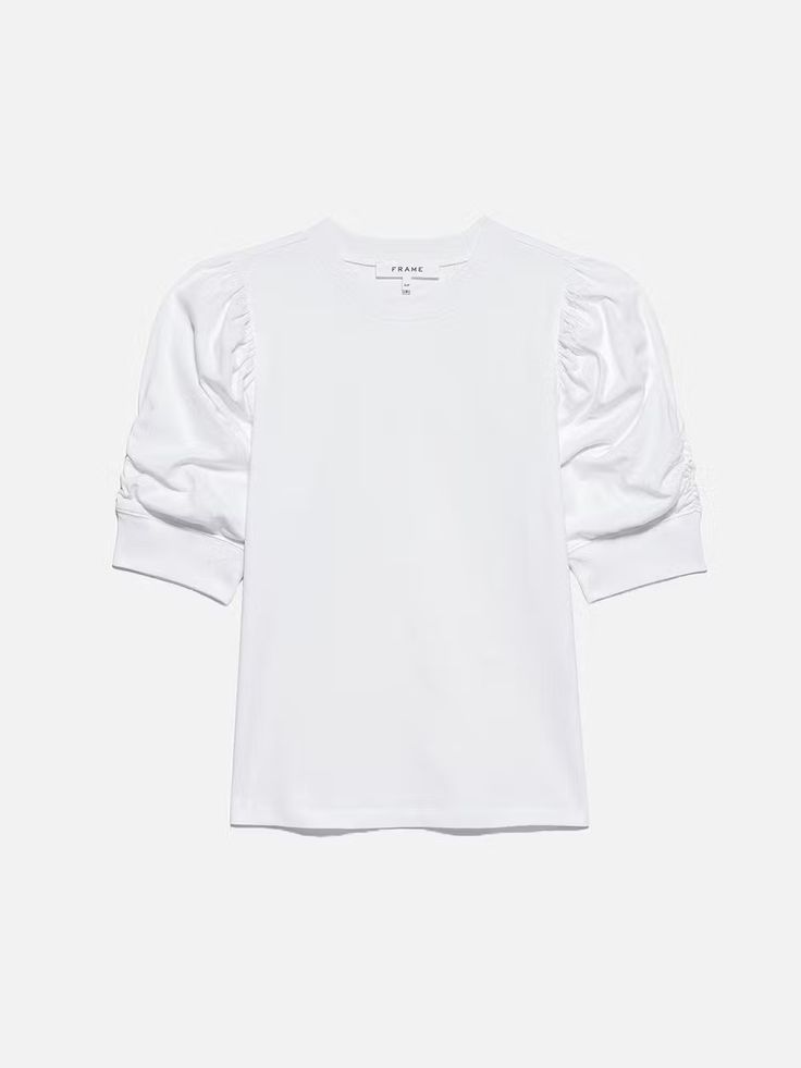 Frankie Tee in Blanc – FRAME Frame Store, Weekender Bag, White Tshirt, Puff Sleeves, Puff Sleeve, Trousers, Slim Fit, Pumps, Coffee