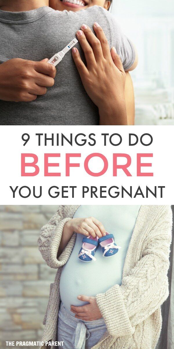 pregnant woman holding her belly with the words 9 things to do before you get pregnant