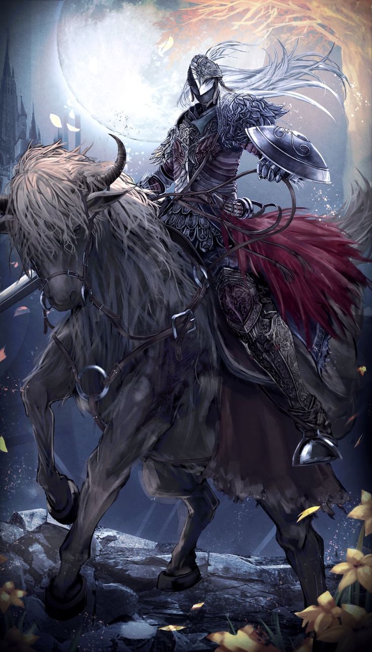 a man riding on the back of a horse in front of a full moon filled sky