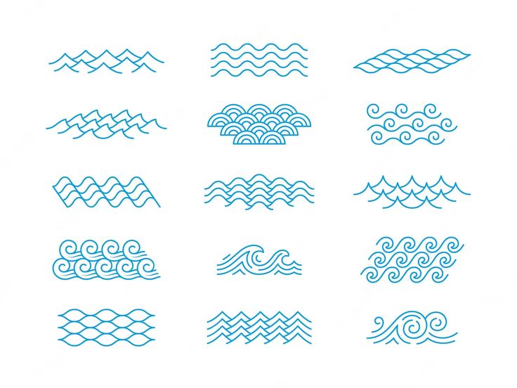 the different types of waves are shown in blue ink on a white background, and each wave