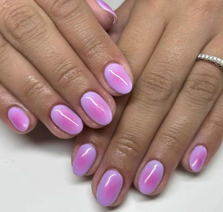 Purple Blooming Gel Nails, Eyeshadow Aura Nails, Aura Nails Purple, Purple Aura Nails, Preppy Nails, Aura Nails, Purple Aura, Short Gel Nails, Purple Nail Designs