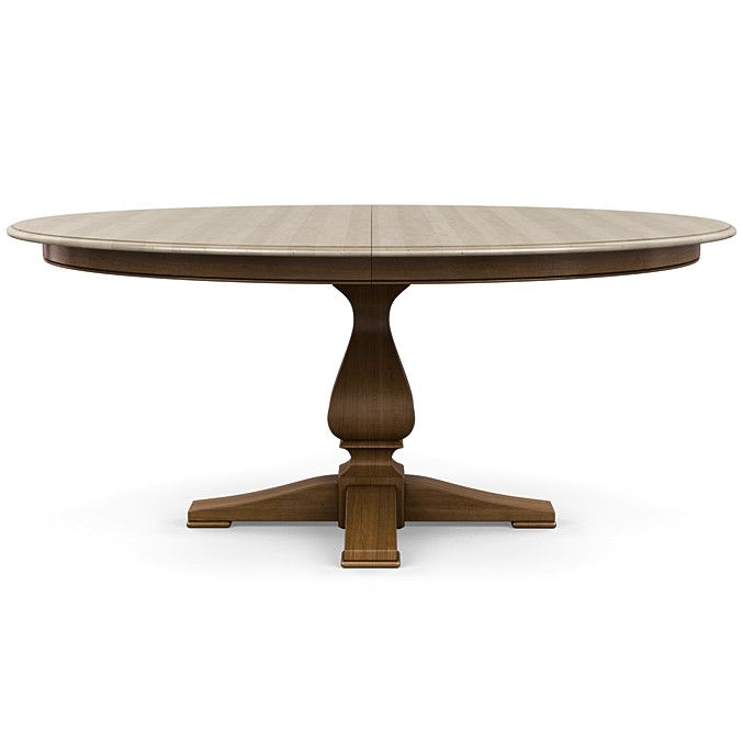 an oval wooden table with four leaves on the base and one leaf at the end