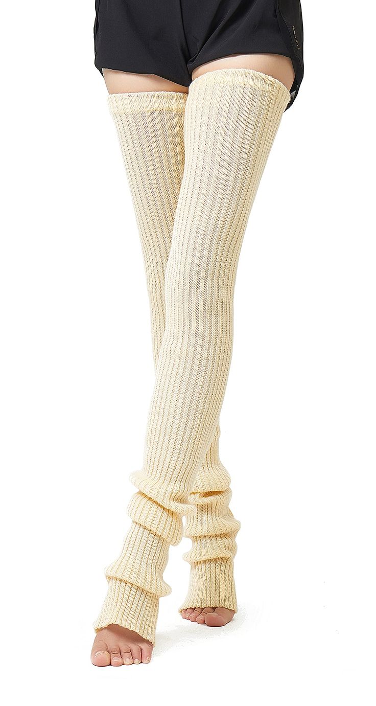 PRICES MAY VARY. Two lengths of leg warmers can satisfy most girls and women: One of leg warmers is approx 27 inch length, another is 34 inch length, can be pulled up to the thigh or piled below the knee as you like. Winter long warm leg warmers as a gifts to your friends, family members: these leg warmers can be worn for many events, such as cosplay party, Christmas，80s music party, Halloween, roller discos, color runs, keep fit events, rolling back the years, yoga. Soft and warm leg warmers: t Knit Thigh High Socks, Knee Warmers, Socks For Boots, Shoes With Socks, Cute Winter Accessories, Clothes Women, Warm Clothes, Knee-high Leg Warmers For Winter, Trendy Knee-high Warm Leg Warmers