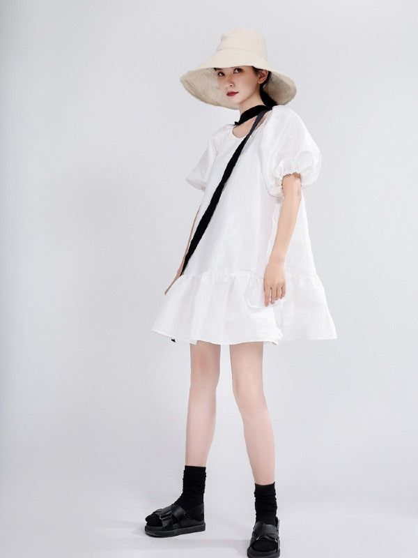 Sku CY-!59725 Material Polyester , <50%Cotton Style Loose Feature Solid Neckline Round-neck Occasion Going out , Casual , Simple Seasons Summer , Autumn Type Mini Dresses Color WHITE Size S,M,L Please consult the size chart we provide for this item's measurements to help you decide which size to buy.Please note: There may be 1-3cm differ due to manual measurement. INCH Bust Sleeve Length S 37.40 14.96 33.86 M 38.98 15.28 34.25 L 40.55 15.59 34.65 White V-neck Puff Sleeve Dress For Summer, White Puff Sleeve Dress For Day Out, White Short-sleeved Puff Sleeve Dress For Summer, White Summer Puff Sleeve Dress With Short Sleeves, White Short Sleeve Summer Mini Dress, White Puff Sleeve Dress For Spring, White Puff Sleeve Dress With Short Sleeves For Summer, White Knee-length Mini Dress For Spring, Trendy White A-line Mini Dress