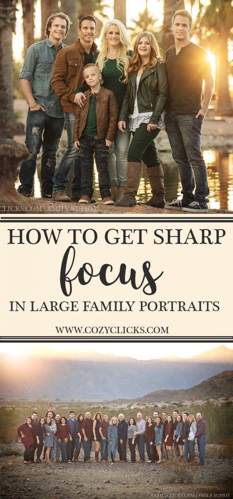 a group of people standing in front of trees with the words how to get sharp focus in