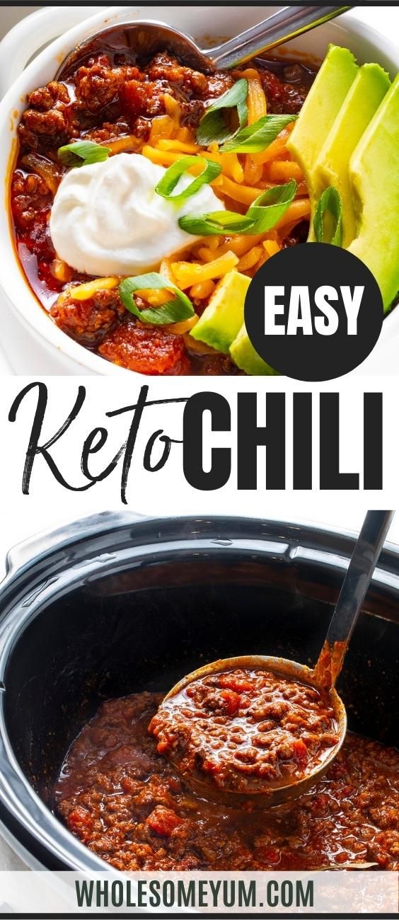 an easy keto chili recipe in the slow cooker