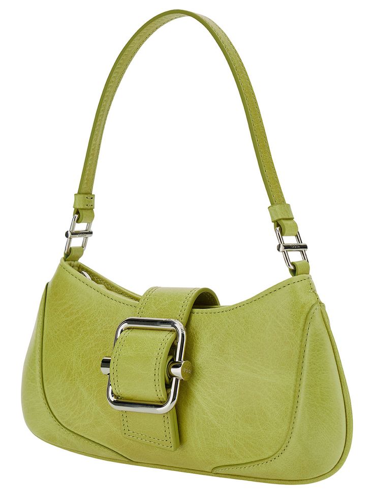 Shoulder bag Top handle in leather Top zip closure Adjustable buckle strap Silver-colored metalware One main inner compartment Yellow Hammered leather Dimensions: 10x25 cm Composition: 100% Cow | OSOI Women's small Brocle Yellow Shoulder Bag in Hammered Leather | SS24 Leather Bag With Buckle Closure And Double Handle, Modern Leather Satchel With Buckle Closure, Leather Satchel With Buckle Closure And Double Handle, Modern Baguette Bag With Silver-tone Hardware For Shopping, Leather Satchel Shoulder Bag With Buckle Closure, Trendy Leather Bag With Silver-tone Hardware, Chic Satchel With Buckle Closure And Double Handle, Double Handle Leather Baguette Bag With Metal Hardware, Leather Baguette Bag With Metal Hardware For Travel